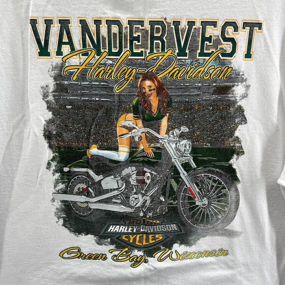 VTG Harley Davidson 'Loyal to One' Green Bay, WI Single Stitch LS White T Shirt - Picture 11 of 15